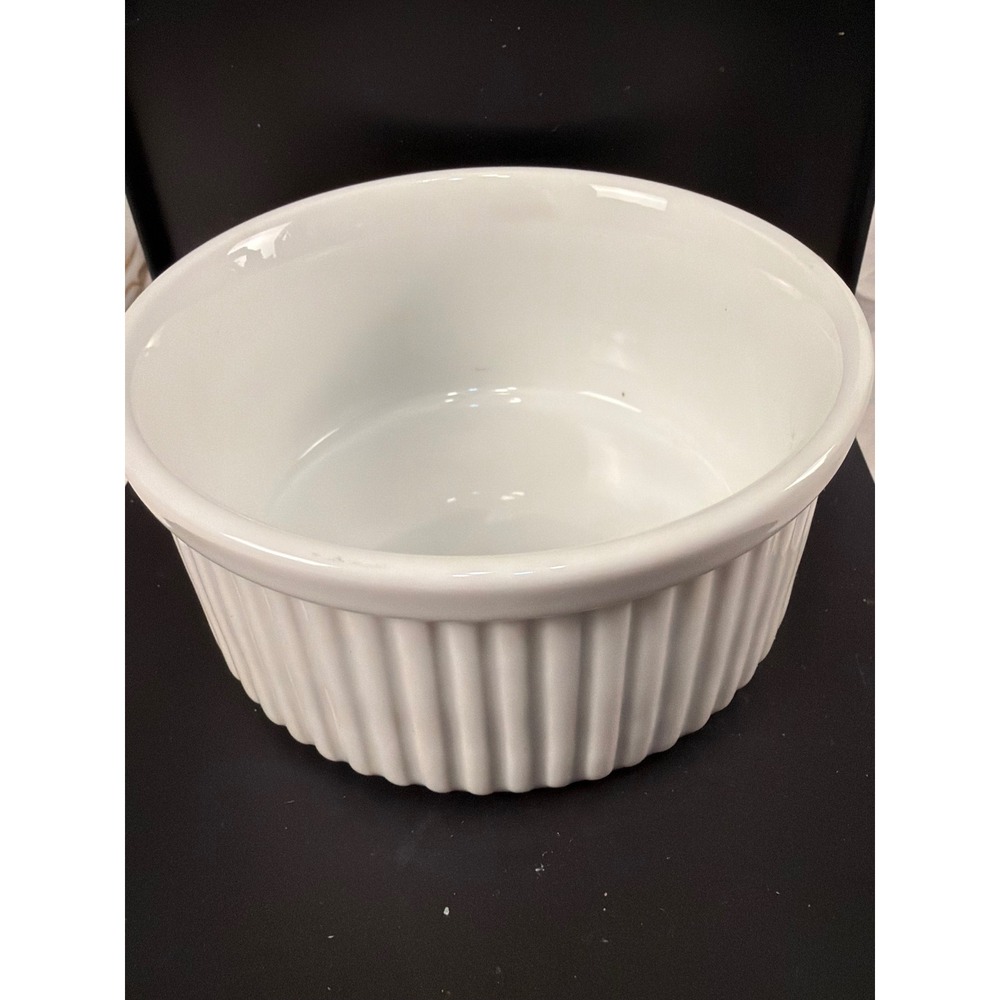 Dansk Bistro White Ramekin Souffle Dish Ribbed Ceramic Dinnerware NR Thailand